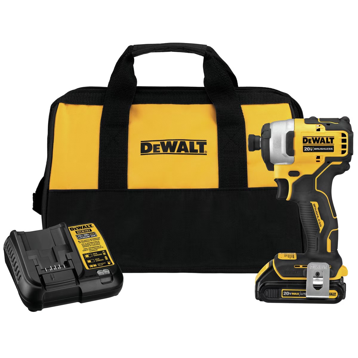 DeWalt ATOMIC 20V MAX Brushless Cordless Compact 1/4 in. Impact Driver Kit