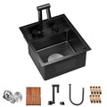 2026 NewTORVA RV Kitchen Sink, 13 x 15 x 7 Inch Undermount Bar Sink 16 Gauge Stainless Steel Single Bowl Sink with Foldable Faucet Cutting Board, Dark Grey