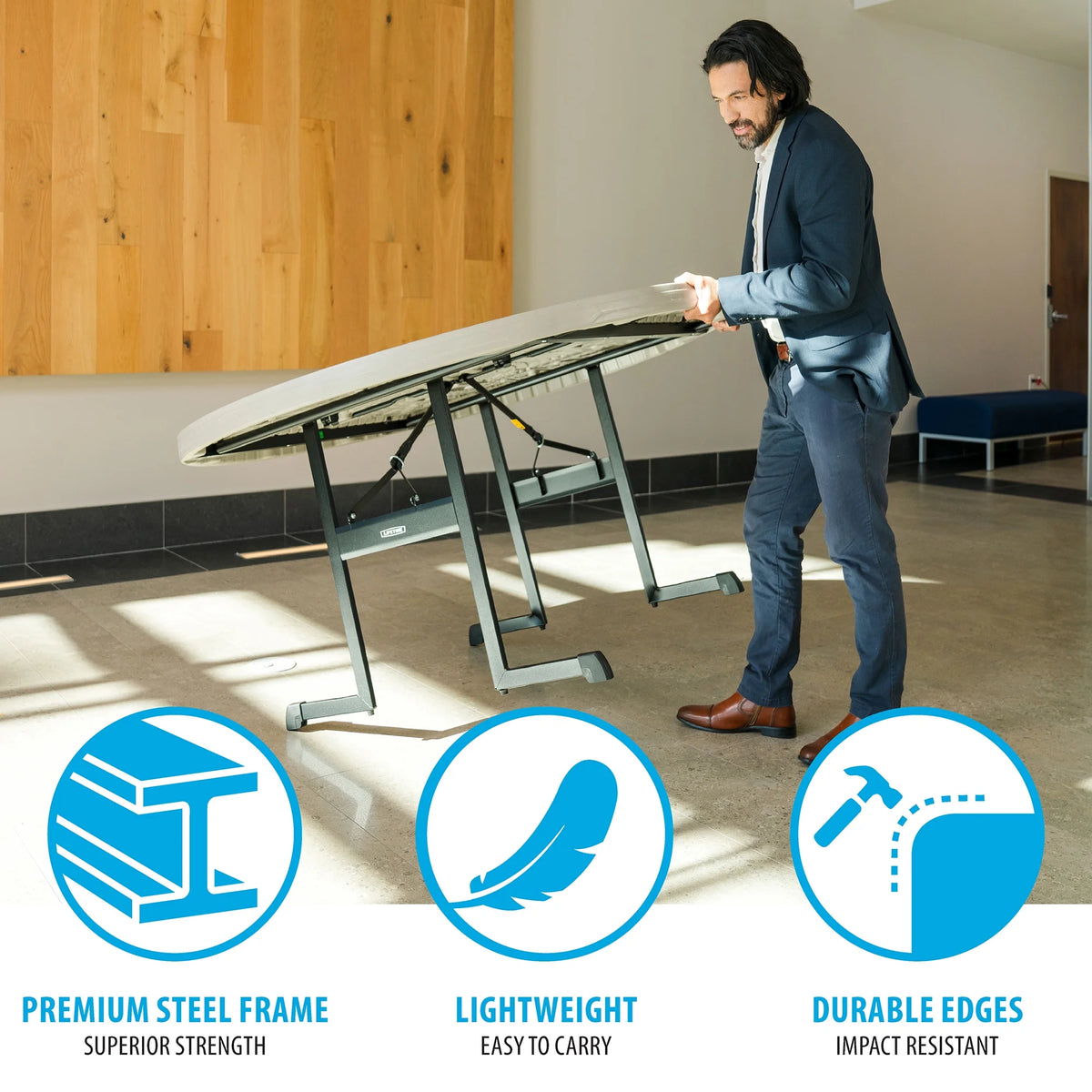 Lifetime 60 Inch Round Folding Table for Indoor and Outdoor Use, Professional Grade, Putty Color
