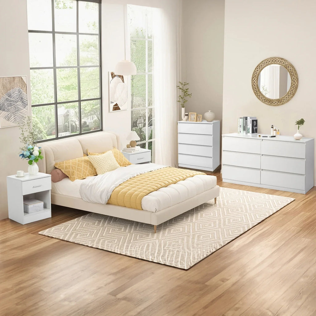 2026 NewKtaxon 6 Drawer Double Dresser Wood Dresser Storage Cabinet Drawer Organizer Chest Of Drawers, White