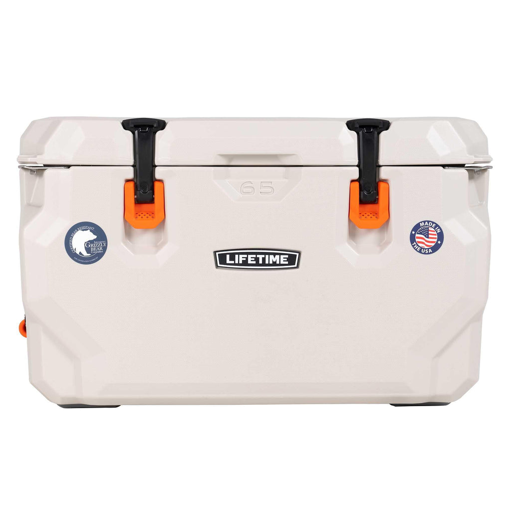 Lifetime 65 qt Bear-Resistant Camping Cooler, Premium High Performance, Ice Retention, Hard Cooler, 75 Can Capacity, Arctic White (90997)