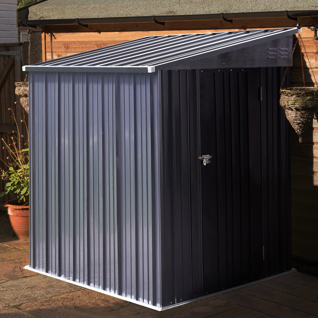 2026 NewVEIKOUS Outdoor 8' x 4' Storage Lean-to Shed 8' x 4' w/Lockable Sliding Door and Vents for Backyard, Patio & Lawn, Grey