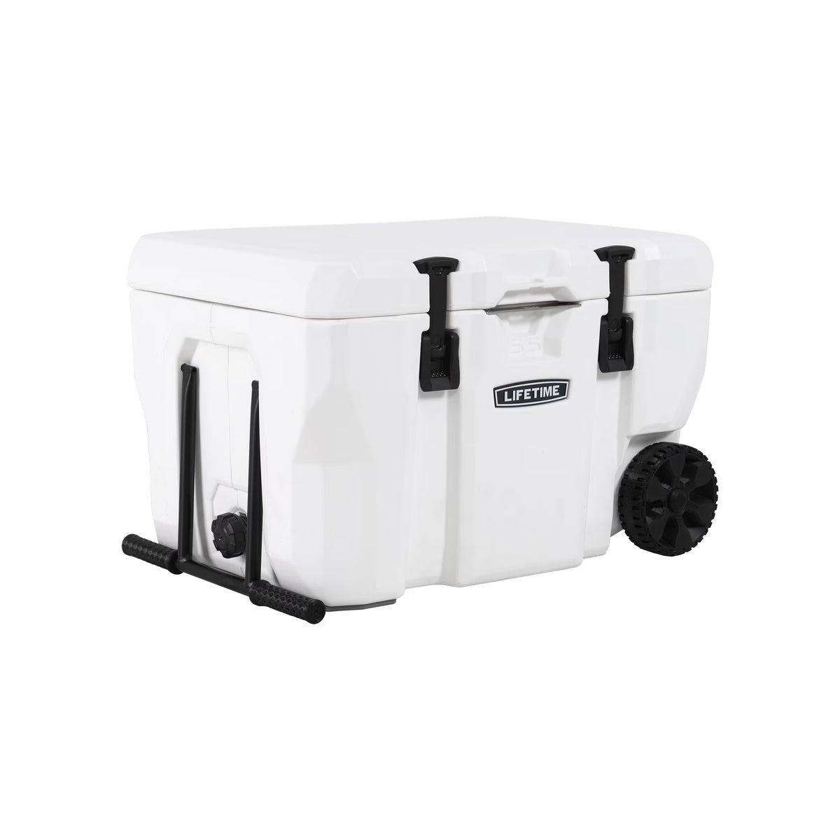 Lifetime 55 qt Bear-Resistant Camping Cooler Wheeled, Premium High Performance, Ice Retention, Hard Cooler, 60 Can Capacity, White (91072)
