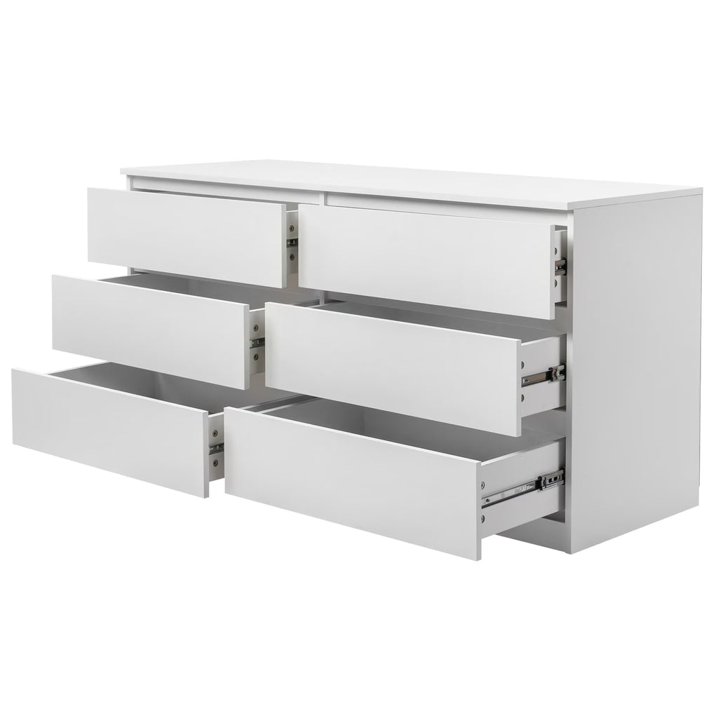 2026 NewKtaxon 6 Drawer Double Dresser Wood Dresser Storage Cabinet Drawer Organizer Chest Of Drawers, White