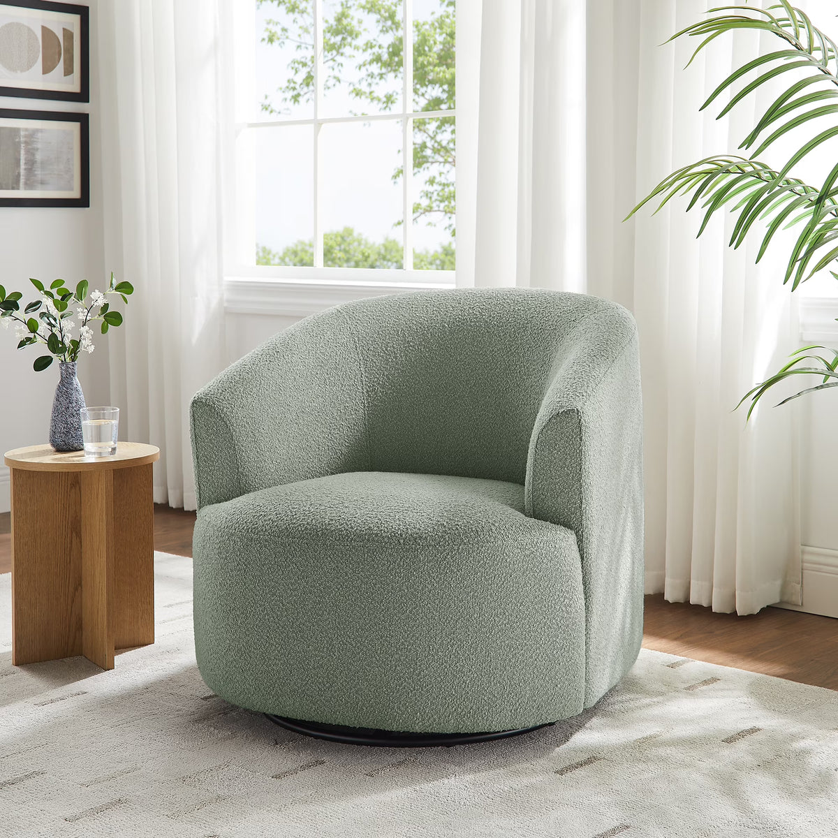 2026 NewMainstays Boucle Swivel Accent Chair, Taupe