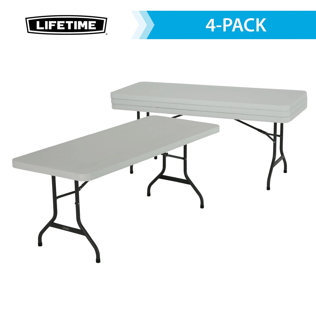 Lifetime 6 ft. Commercial Plastic Folding Banquet Tables 4 Pack (White Granite)