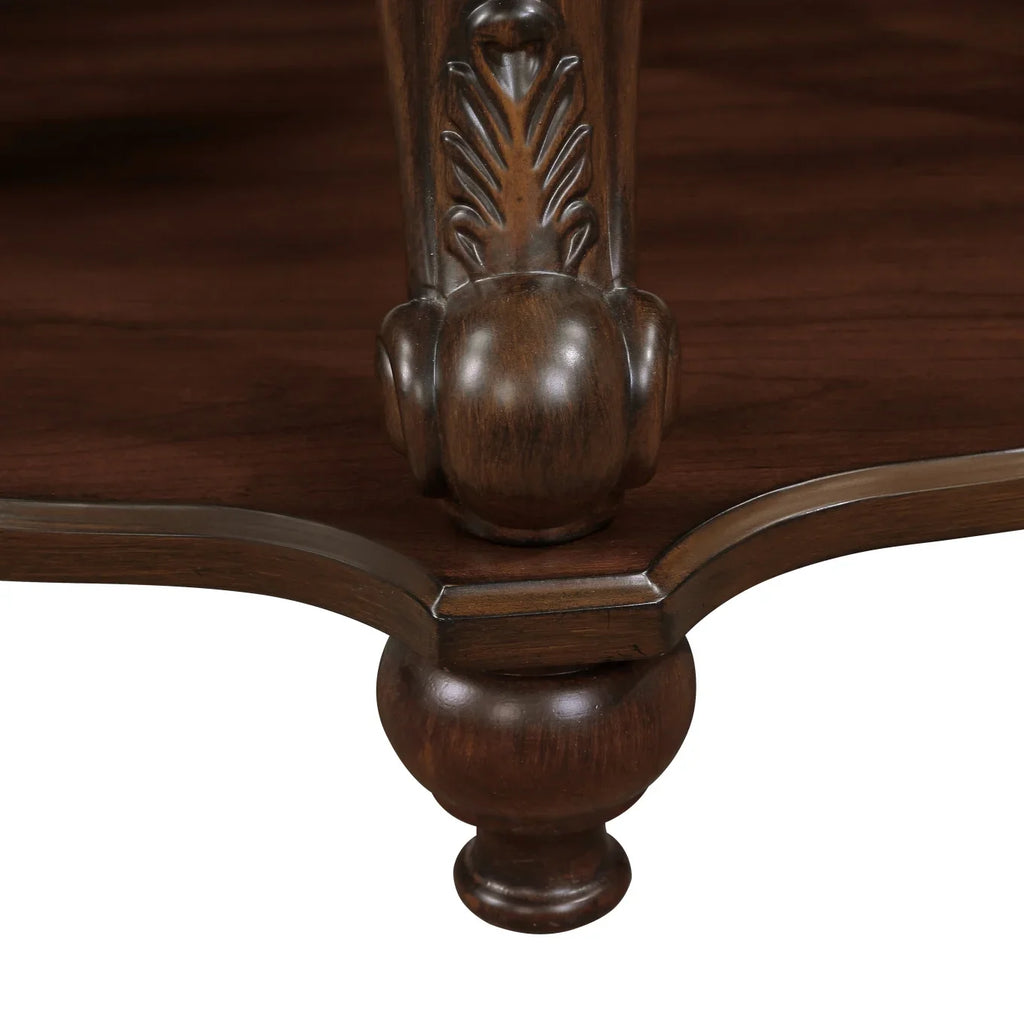 2026 New42" Oval Coffee Table with Storage Shelf, 2-Tier Solid Wood Cocktail Tea Table, Traditional Retro Center Table for Living Room, Bearing 400LBS, Cherry