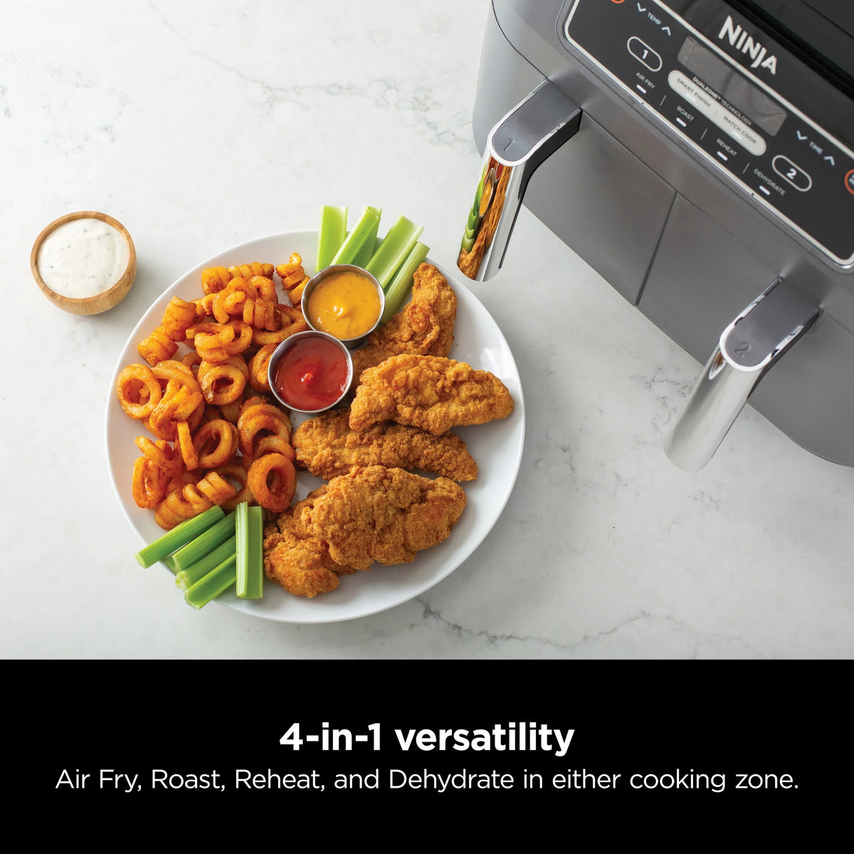 2026 NewNinja Foodi 4 in1 8-Quart. 2 Basket Air Fryer with DualZone Technology Air Fry, Roast, and More, DZ100WM