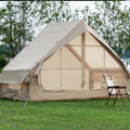 Oufan Inflatable Tents for Camping, Blow Up Tent with Hand Pump, Easy Setup 4 Season Waterproof Outdoor Tent, with 12 Mesh Window and Oxford Air Glamping Tents for Camping Adult 4-6 Person, Beige