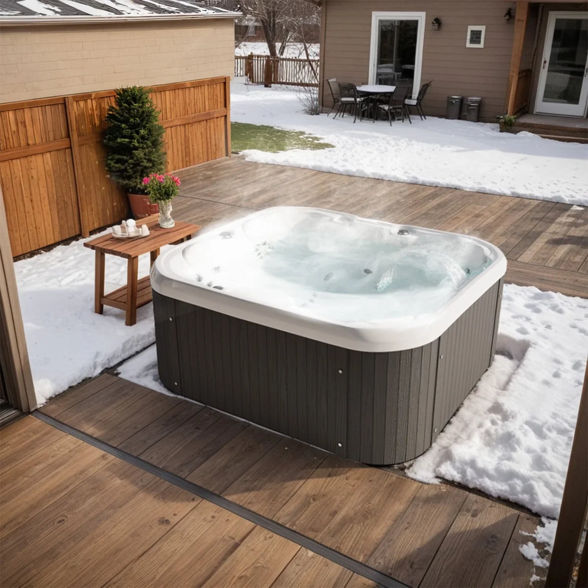2026 NewPatiowell 2 Person Home Spa Hot Tub for Outdoor, with 41pcs Massage Jets, LED lighting, Built-In Water Purification System, 900L, Black