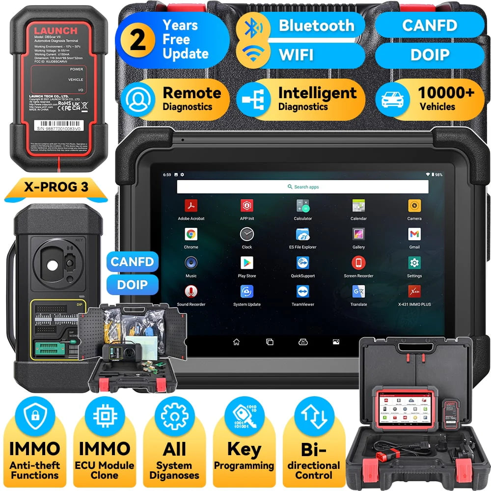 LAUNCH X431 IMMO Elite Key Programming Car Diagnostic Scan Tool with X-PROG3 Key Programmer, ECU Clone/match, CANFD&DOIP, 39+ Services 2 Years Free Update