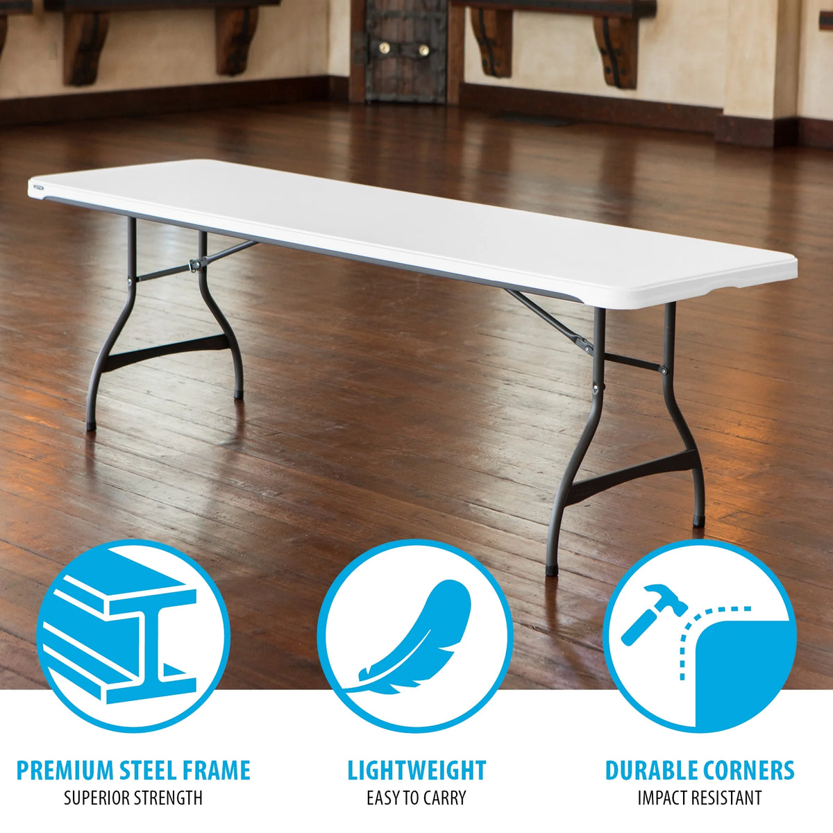 Lifetime (4) 8-Foot Rectangle Stacking Tables and (32) Chairs Combo Indoor/Outdoor Commercial Grade, White Granite (80410)