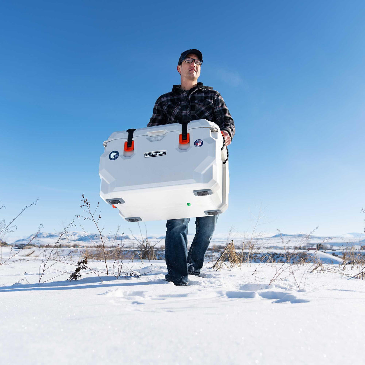 Lifetime 65 qt Bear-Resistant Camping Cooler, Premium High Performance, Ice Retention, Hard Cooler, 75 Can Capacity, Arctic White (90997)