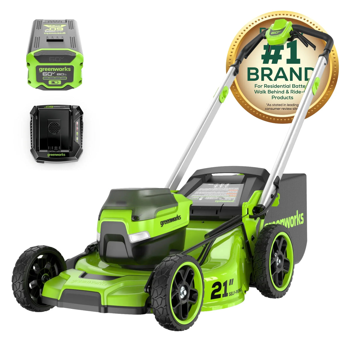 2026 NewGreenworks 60V 21" Self Propelled Lawn Mower with (1) 8.0 Ah Battery & Rapid Charger 2546402