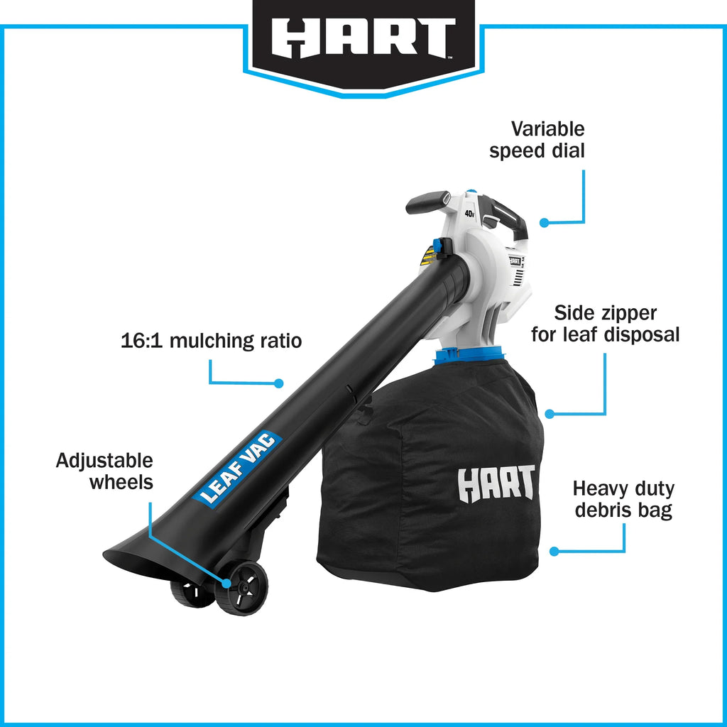 2026 NewHART 40V Cordless Leaf Vacuum Kit, (1) 4.0Ah Lithium-Ion Battery