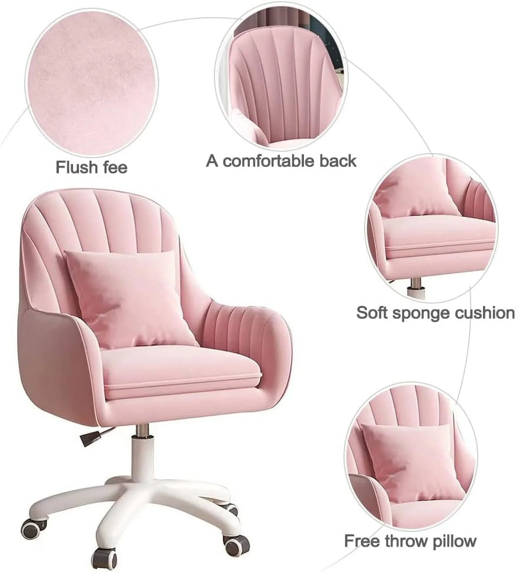 2026 NewHome Office Chair Computer Chair with Mid-Back Upholstered Modern Tufted Computer Task Chair Swivel Height Adjustable Velvet Accent Chair."White"