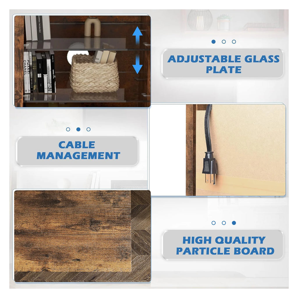 Waleaf Fireplace TV Stand with 18'' Fireplace for TVs up to 65 inch, Two Adjustable Glass Shelves