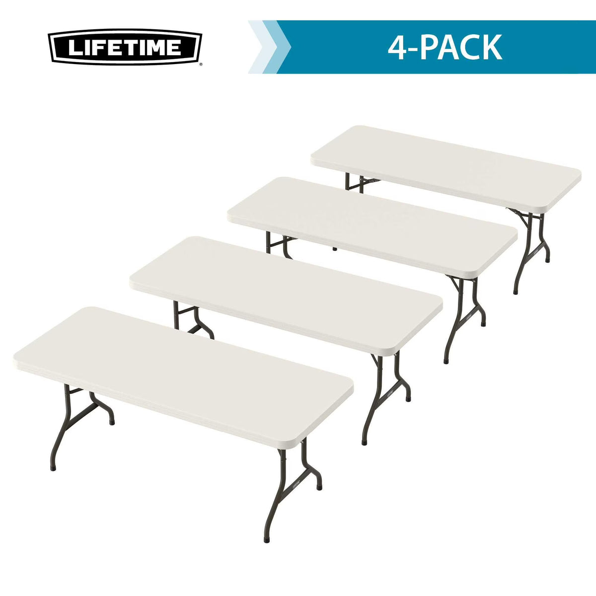 Lifetime 6 ft. Commercial Plastic Folding Banquet Tables 4 Pack (White Granite)