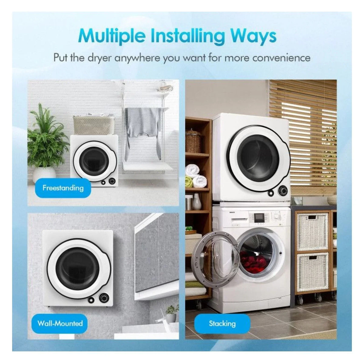 2026 NewElectric Laundry Dryer, 13.2lbs Compact Tumble Dryer with Stainless Steel Tub, 4 Drying Modes, 2 Heat Settings, ETL Certified - for Apartments, Dorms, RVs