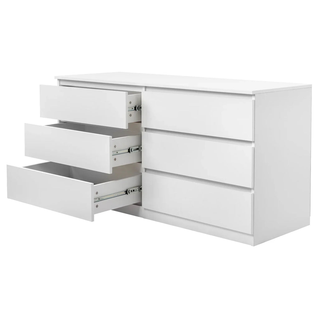 2026 NewKtaxon 6 Drawer Double Dresser Wood Dresser Storage Cabinet Drawer Organizer Chest Of Drawers, White
