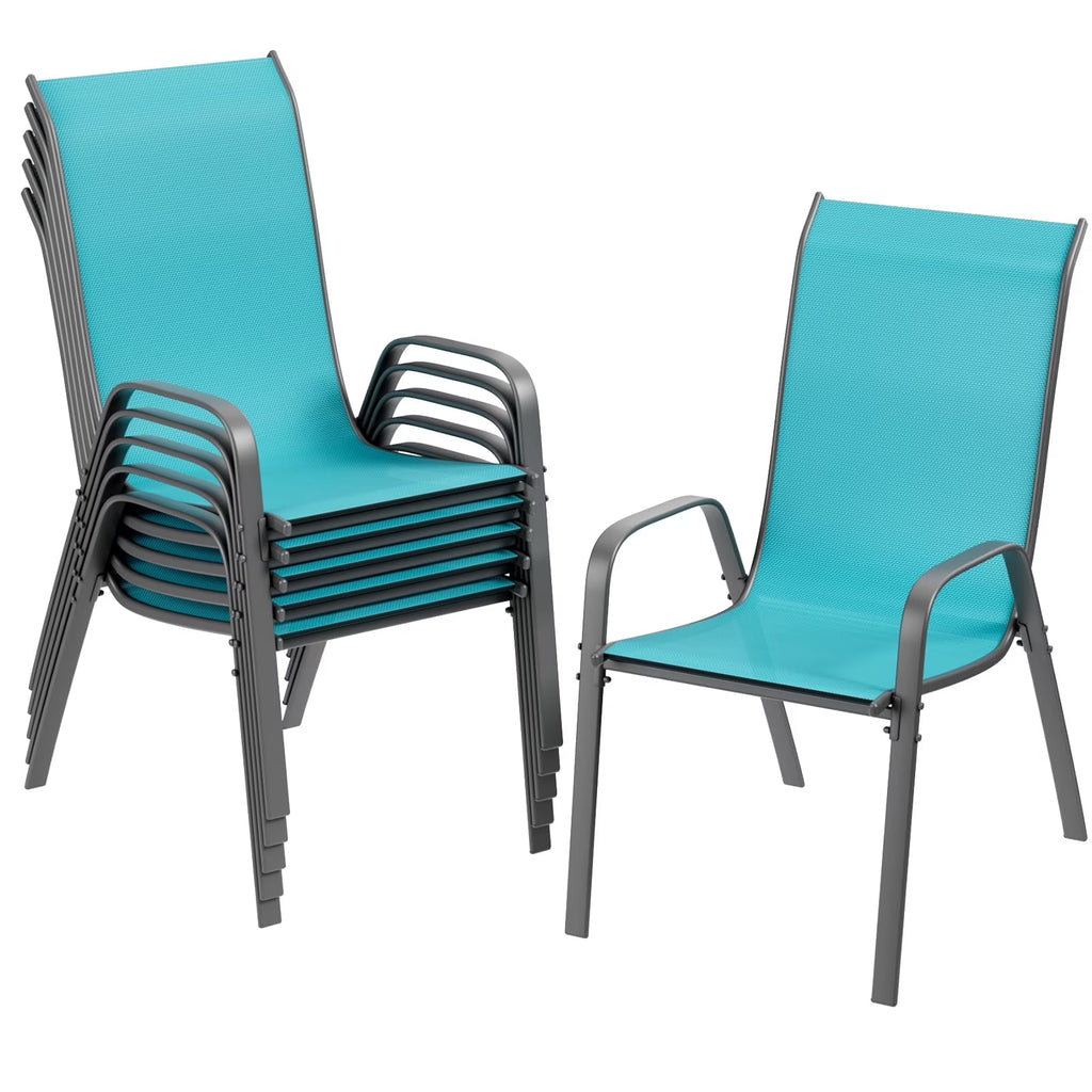 2026 NewPirecart Set of 4 Patio Dining Chairs, Textilene Outdoor Stacking Chairs for Poolside, Backyard, Garden