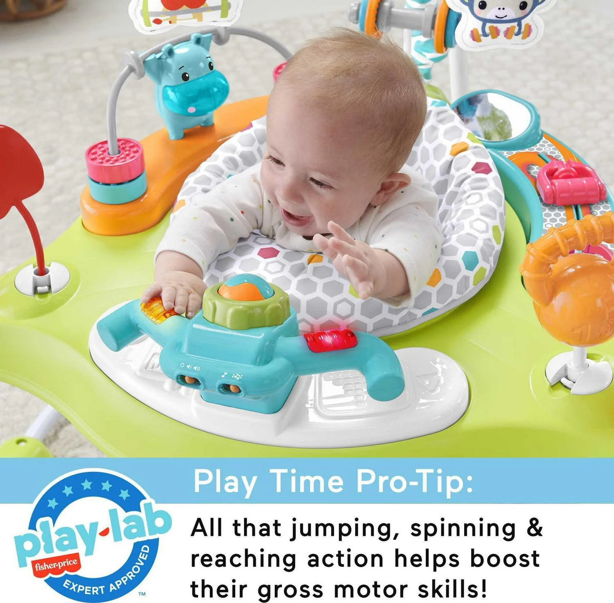2026 NewFisher-Price Baby Bouncer Fitness Fun Folding Jumperoo Infant Activity Center with Lights & Music. Unisex