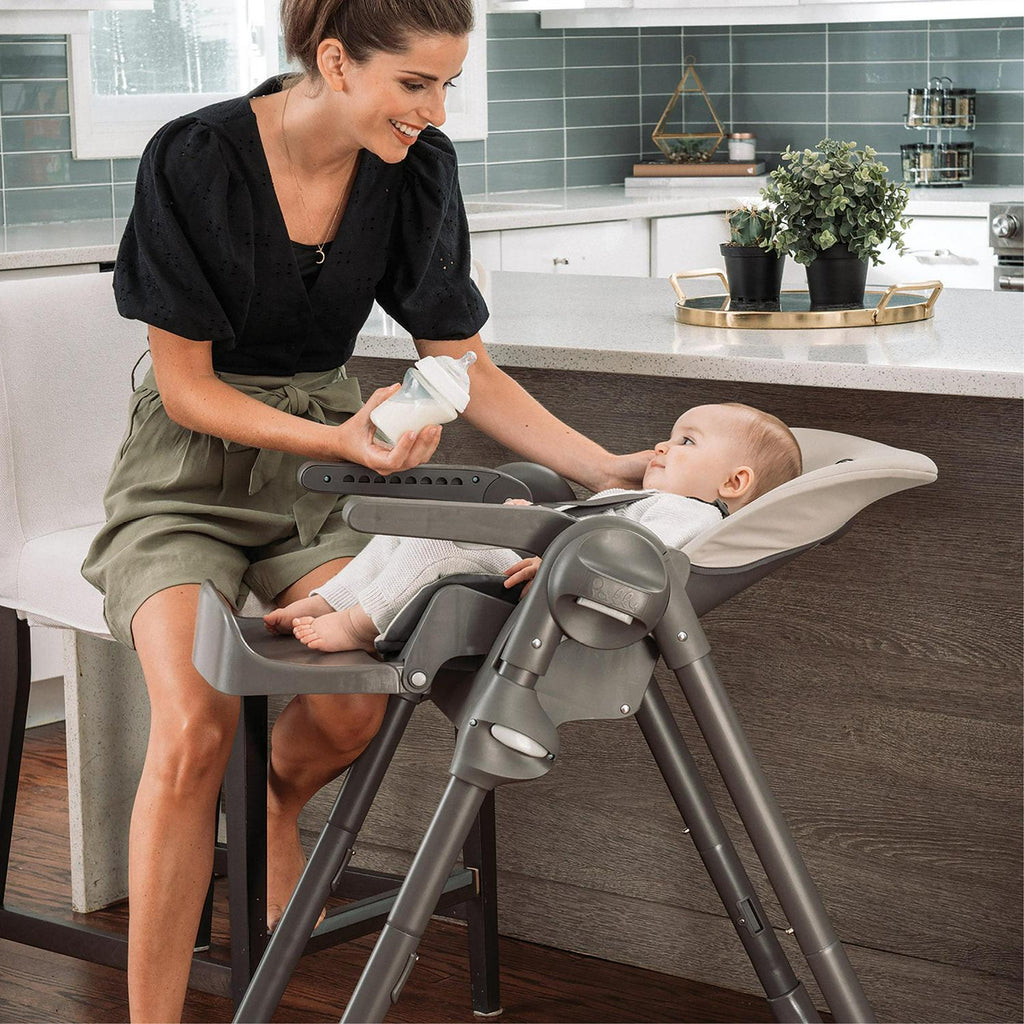 2026 NewChicco Polly Space-Saving Fold Easy Clean Highchair - Taupe (Beige). New