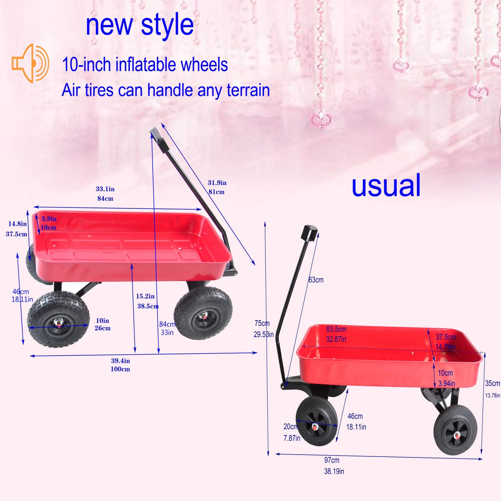 Collapsible Folding Wagon, Push Pull Foldable Beach Wagon Cart with All-Terrain Wheels, Heavy Duty Utility Grocery Wagon for Outdoor Camping Garden Sport Shopping,Pink