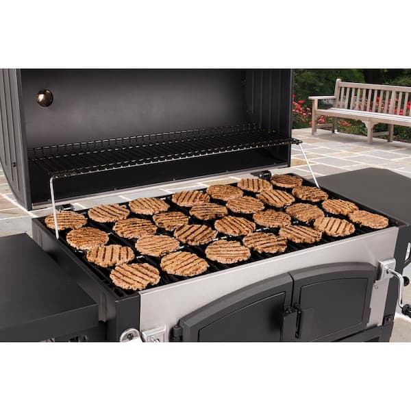 Heavy-Duty Extra-Large Dual Chamber Charcoal Grill in Black and Stainless Steel