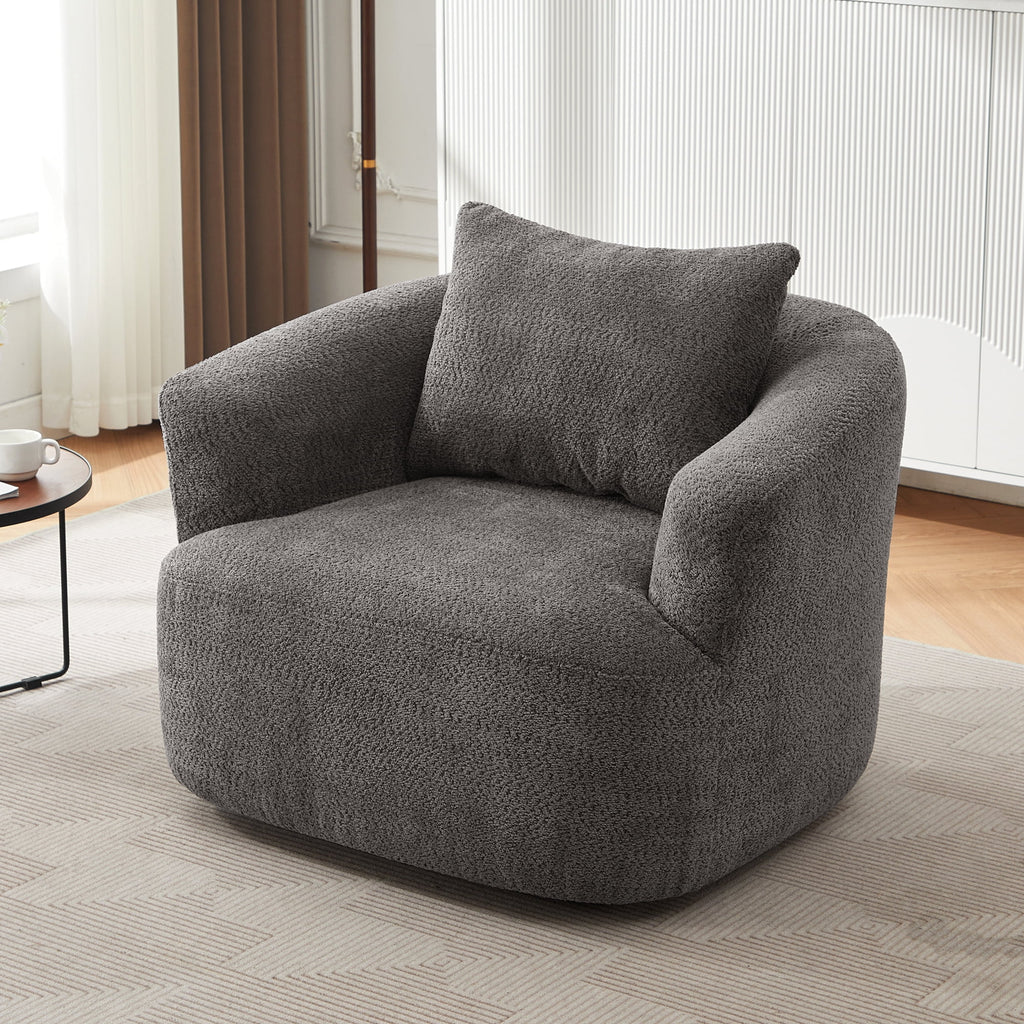 Harper & Bright Designs 360- Swivel Accent Chair, Barrel Chair Swivel Upholstered Sofa Chair with Cushion for Living Room Office, Beige