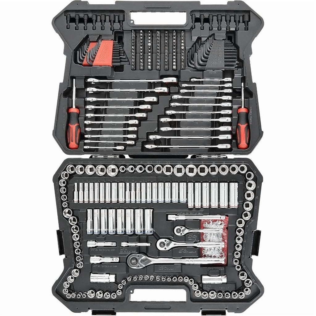 Tool Box 303-Piece Mechanics Tool Set and Socket Set, Professional, SAE/Metric