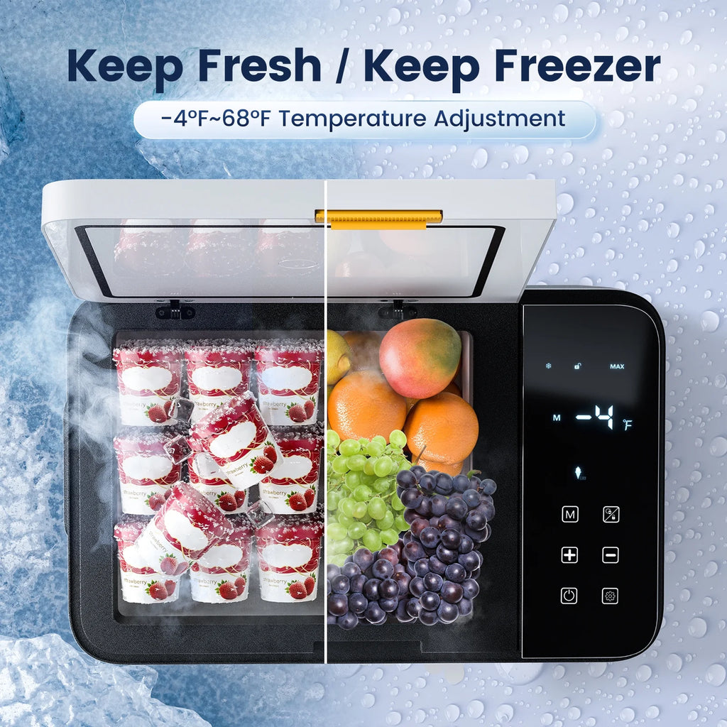 Hcalory 21L Car Refrigerator, 22 Qt Portable Freezer with Compressor, 12/24V DC & 110-240V AC Electric Cooler, -4-H-68-H Cooling Range for Car Truck RV Camping and Home Use, Black