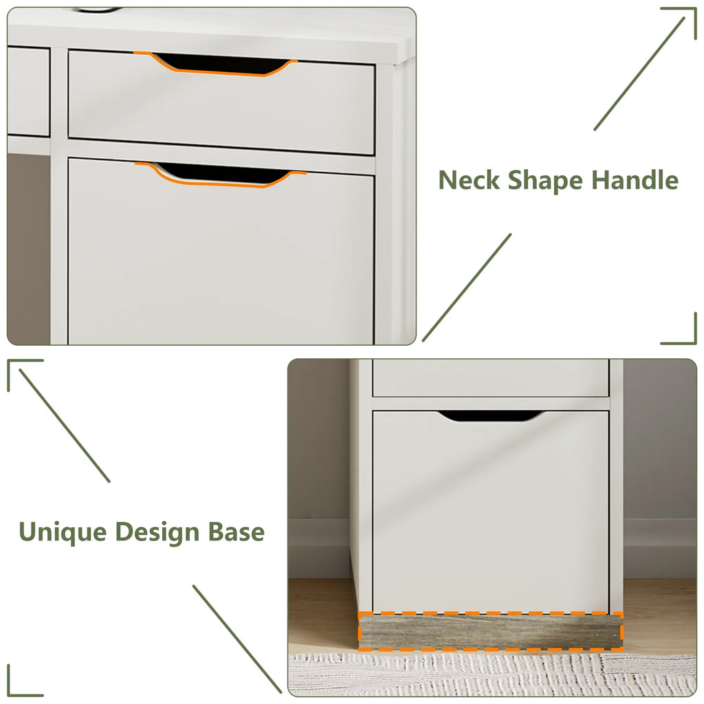 2026 NewDreamCurship White Desk with Drawers, Modern Computer Desk with File Drawers, Home Office Study Writing Desk with Storage, White