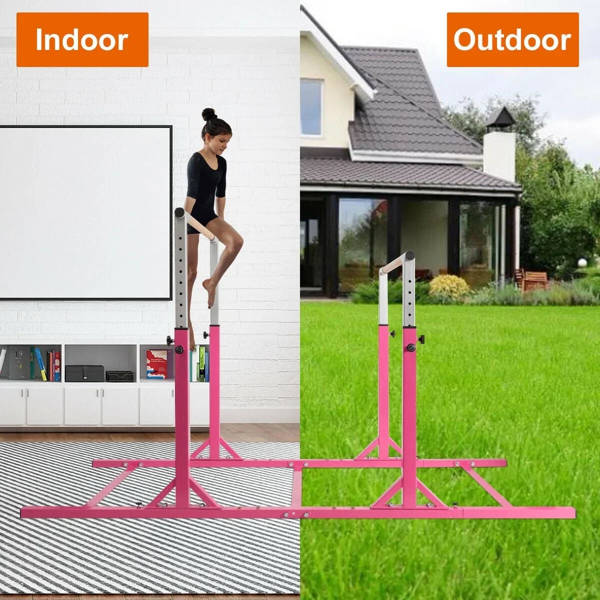 2026 NewCostway Kids Gymnastics Parallel Bars Double Horizontal Bars Adjustable Width Height