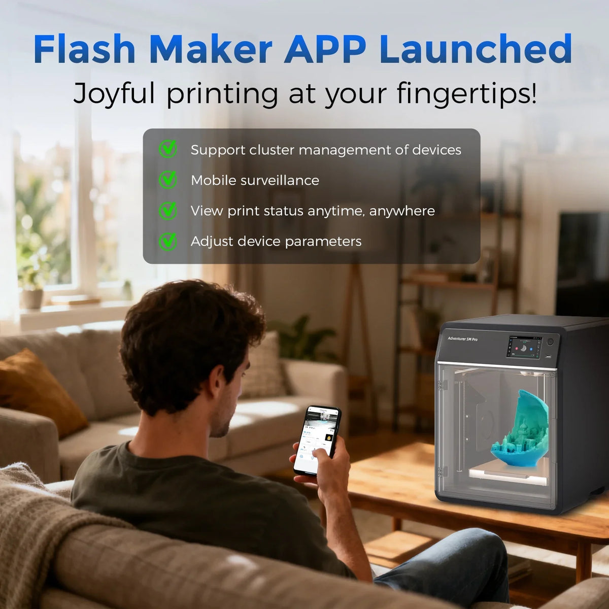 2026 NewFlashforge Adventurer 5M 3D Printer, Fully Auto Leveling & 600mm/s High Speed Printing, Black