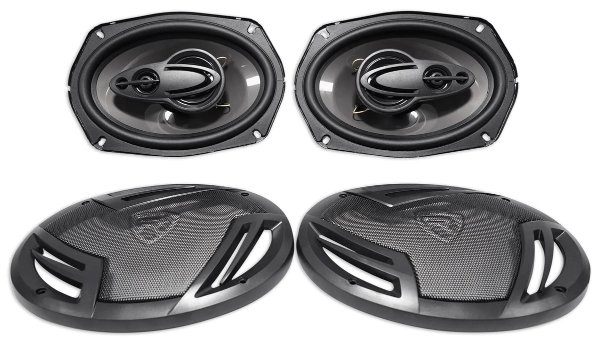 2026 New(4) Rockville RV69.4A 6x9" 1000w 4-Way Car Speakers+Quad Speaker Enclosure Box
