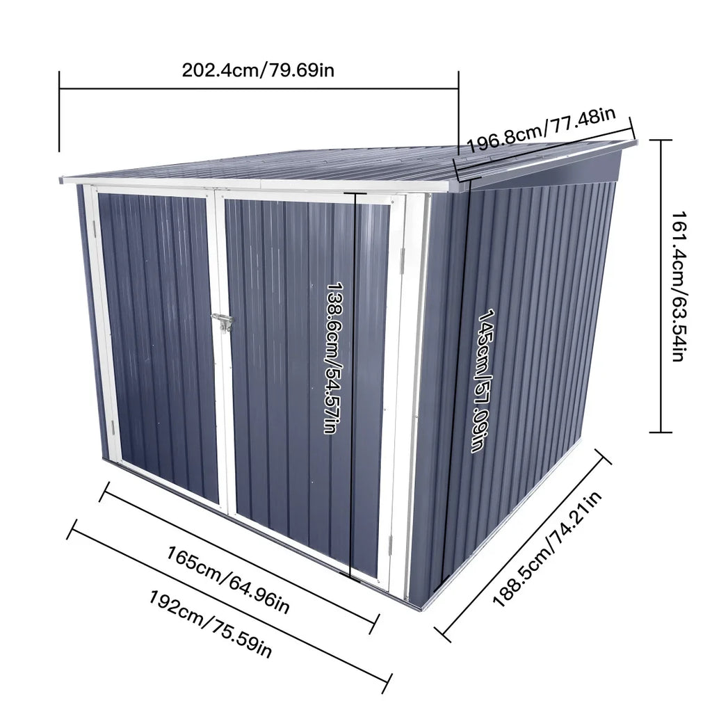 2026 New6.3' x 6.1' Outdoor Storage Shed Clearance, Metal Outdoor Storage Cabinet with Double Lockable Doors, Waterproof Tool Shed, Stores 4 Bikes, Backyard Shed for Garden, Patio, Lawn