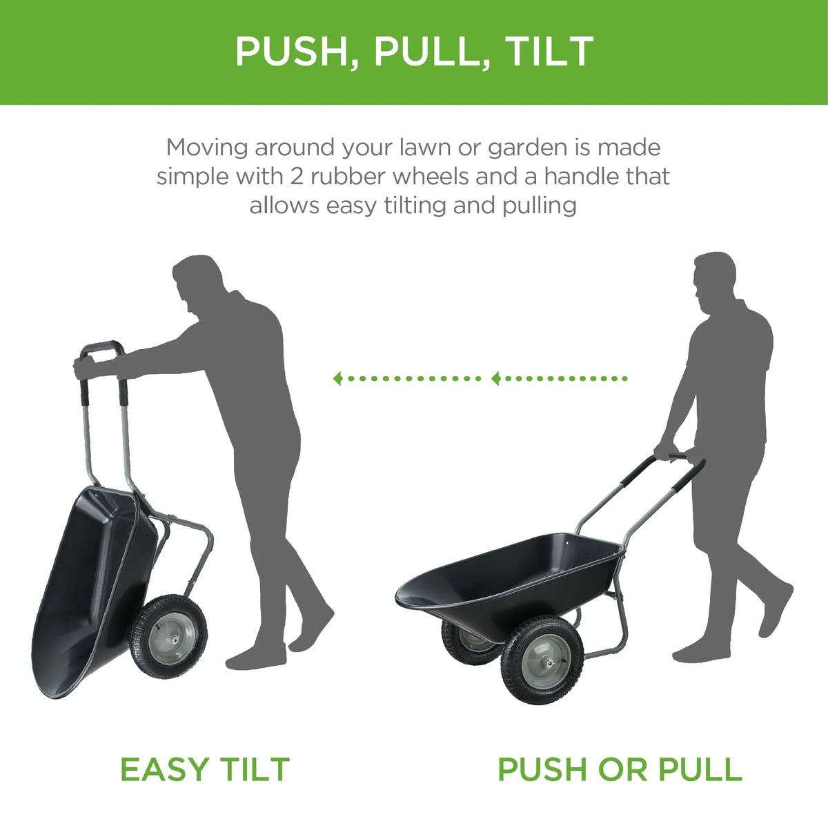 2026 NewBest Choice Products Dual-Wheel Home Wheelbarrow Yard Garden Cart for Lawn, Construction - Green