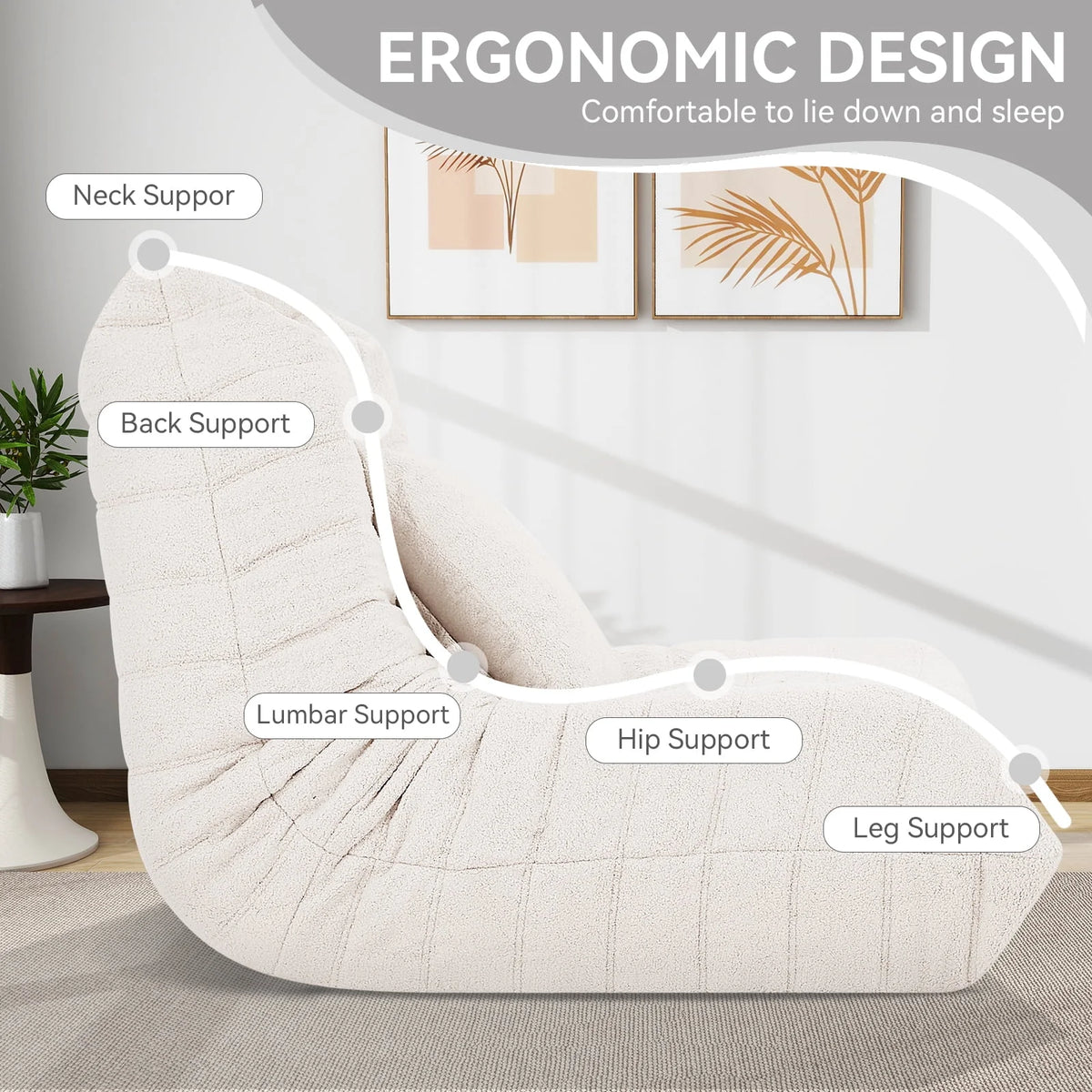 2026 NewVFD Bean Bag Chairs for Adults, Beanbag Chair with Ottoman Lounge Sofa Memory Foam Comfy Reading Chair for Bedroom & Living Room, Lazy Floor Sofa Couch