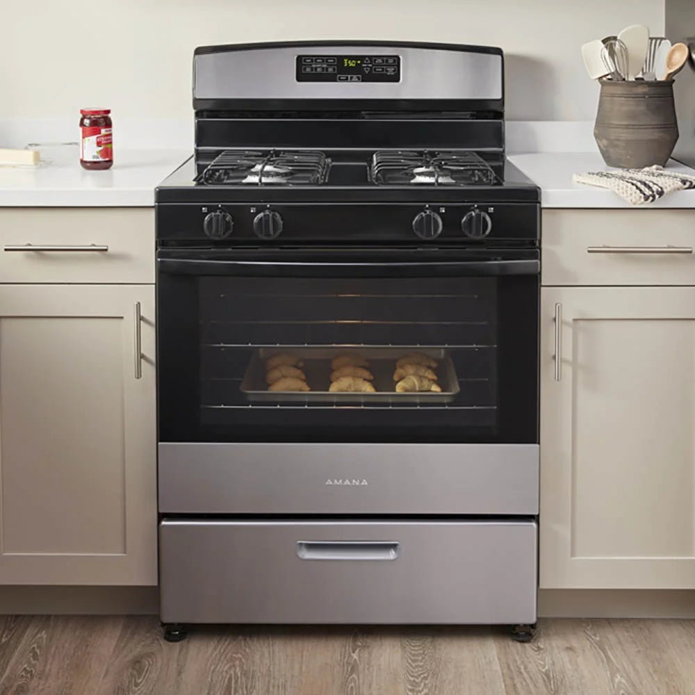 Brand New Amana AGR6303MMS: 30-inch Gas Range in Stainless Steel.