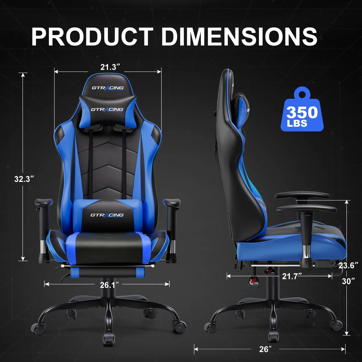 2026 NewGTRACING Gaming Chair, Ergonomic Office Desk Chair with Lumbar Support, PU Leather, Footrest & Adjustable Headrest, Red