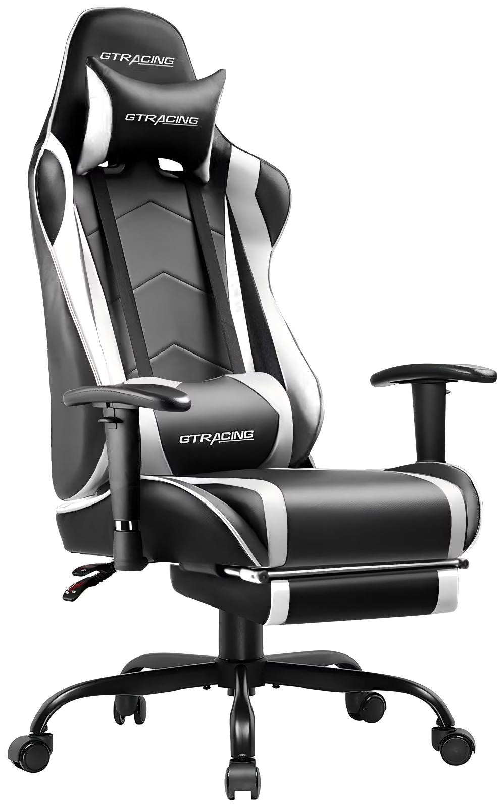 2026 NewGTRACING Gaming Chair, Ergonomic Office Desk Chair with Lumbar Support, PU Leather, Footrest & Adjustable Headrest, Red