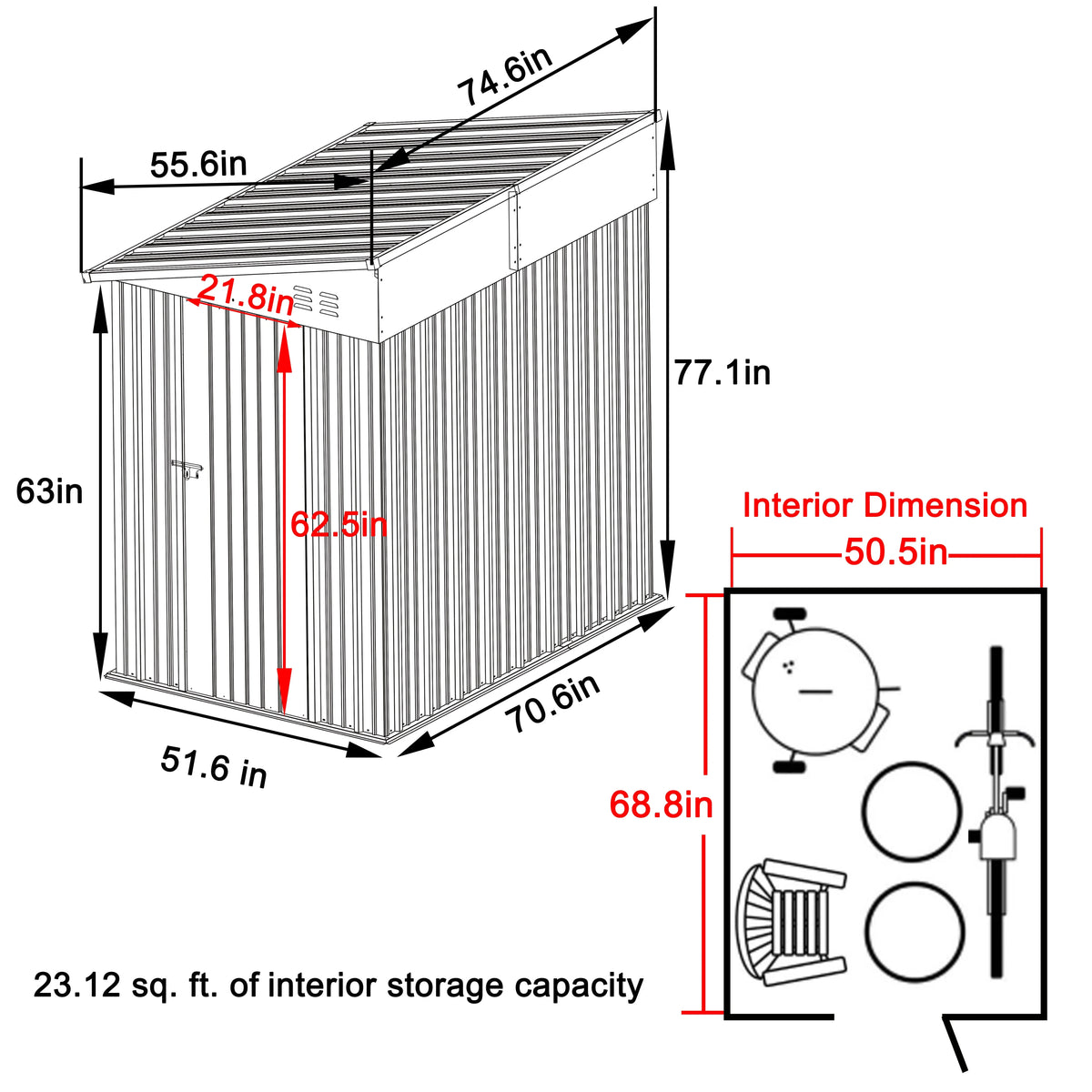 2026 NewVEIKOUS Outdoor 8' x 4' Storage Lean-to Shed 8' x 4' w/Lockable Sliding Door and Vents for Backyard, Patio & Lawn, Grey