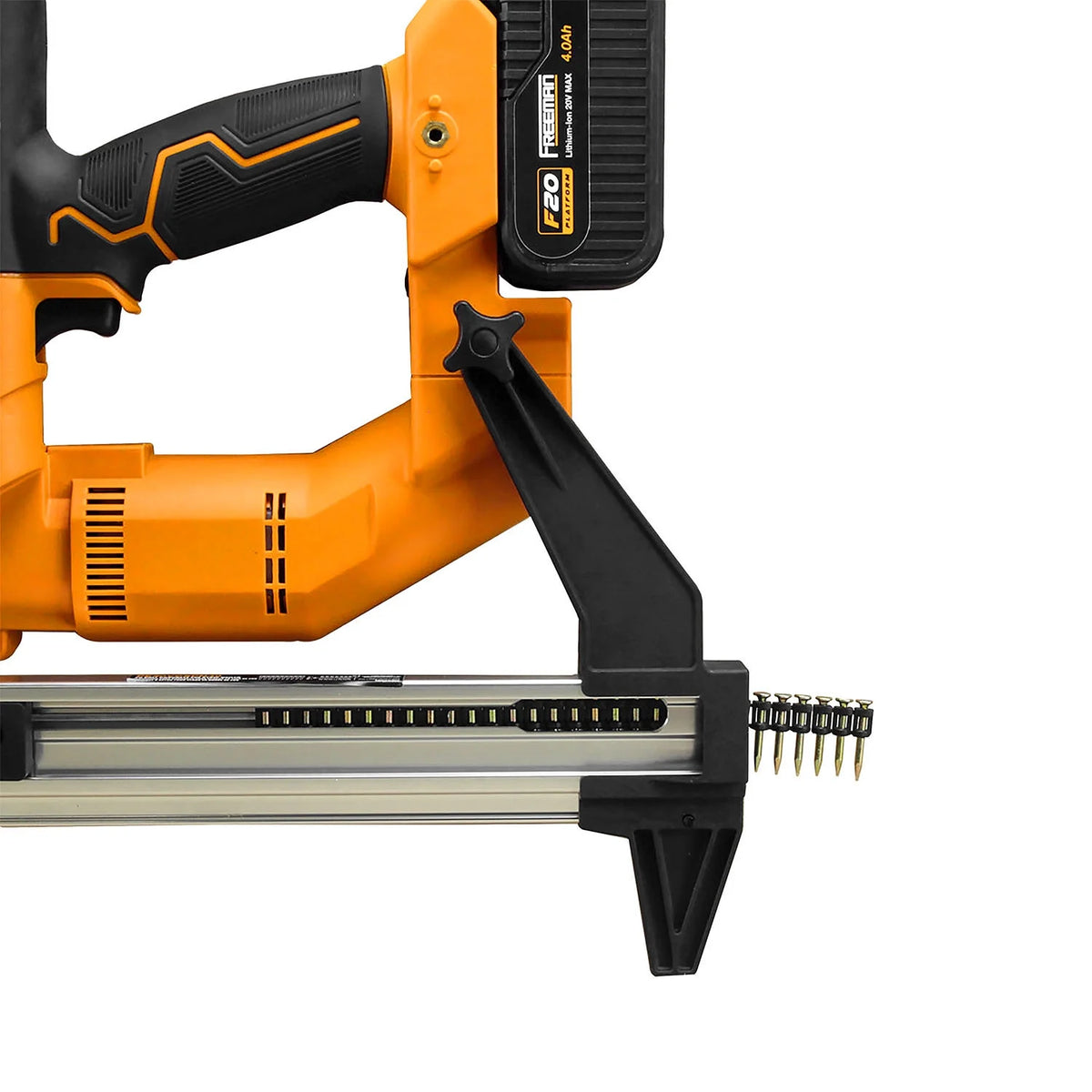 Freeman PE20VCSPN40 20 Volt Cordless and Brushless 1-1/2" Concrete Nailer Kit with Lithium Ion Battery, Charger, and Case -C 750 Shots per Charge
