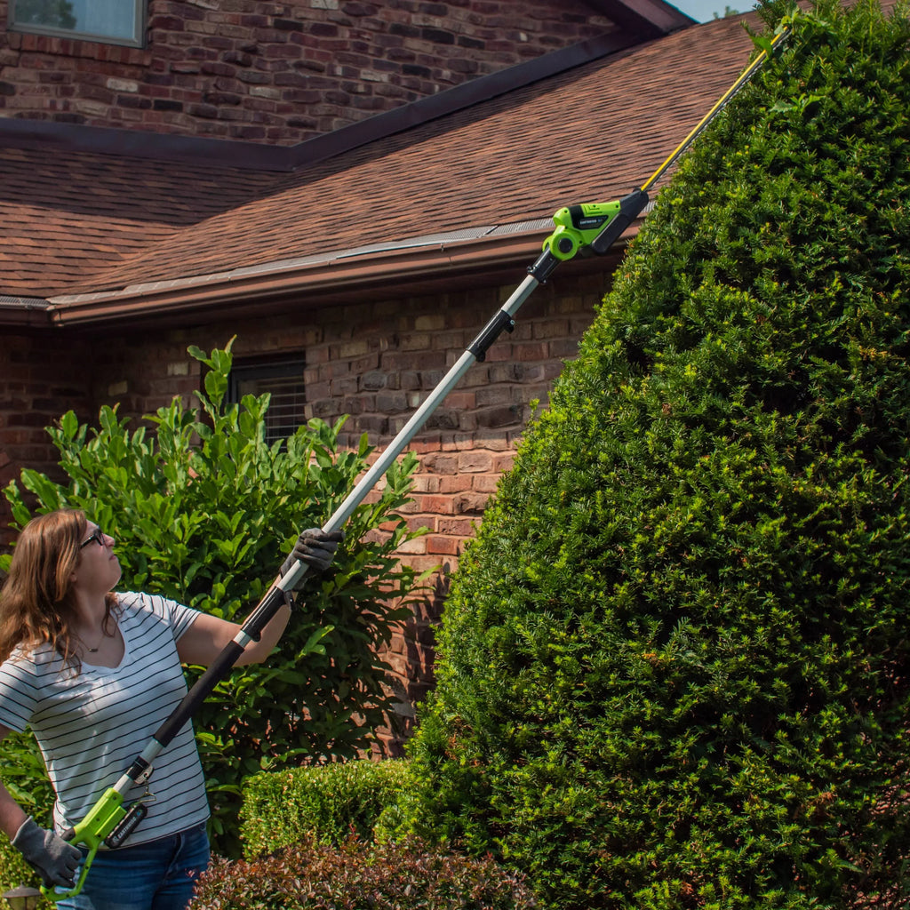 2026 NewEarthwise LPHT12022 20" Cordless Electric 20 Volt Pole Hedge Trimmer (2Ah Battery and Charger Include)