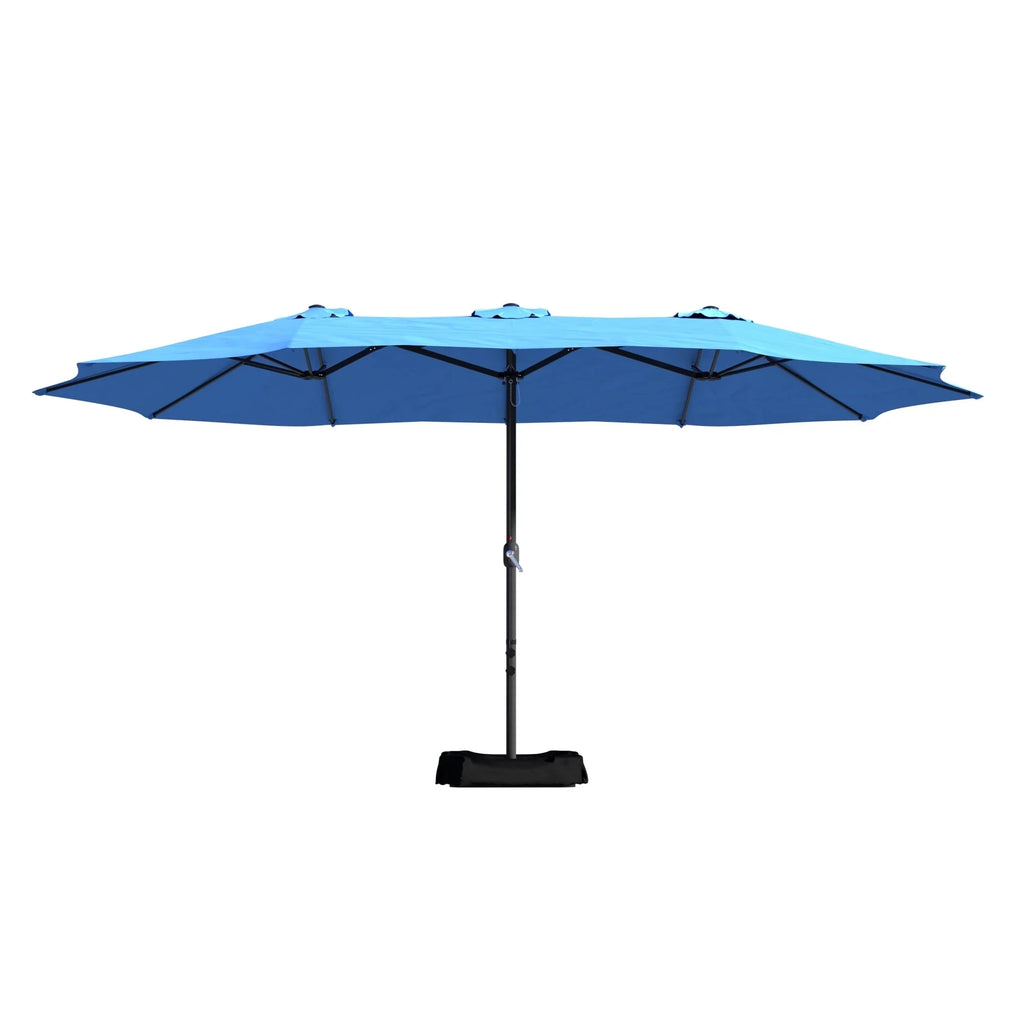 2026 NewMondawe 15ft Patio Umbrella Rectangular Outdoor Market Umbrella with Base and LED Lights Beige
