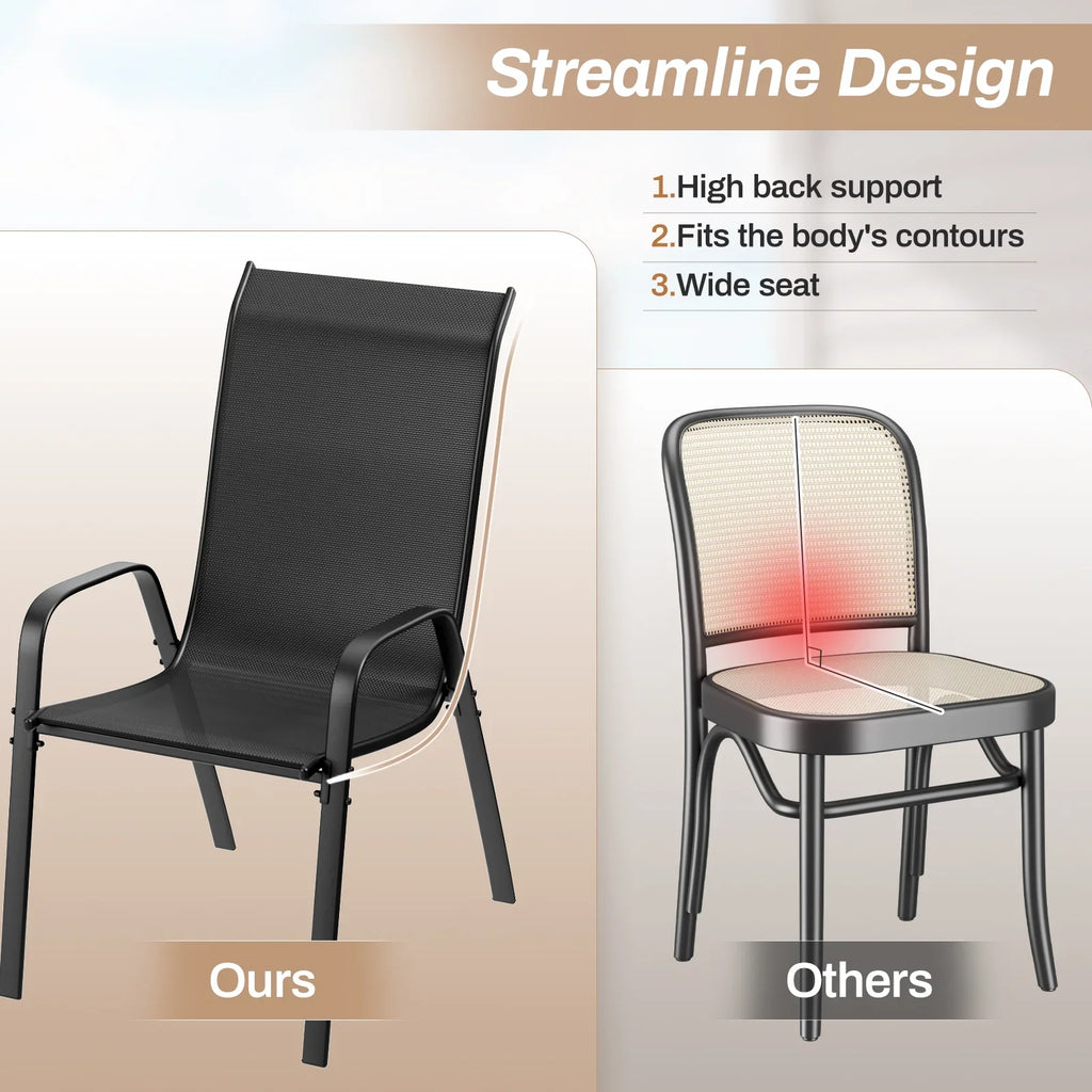 2026 NewArlopu 8Pcs Patio Dining Chairs Outdoor Stackable Armrest Chairs for Lawn Garden Backyard