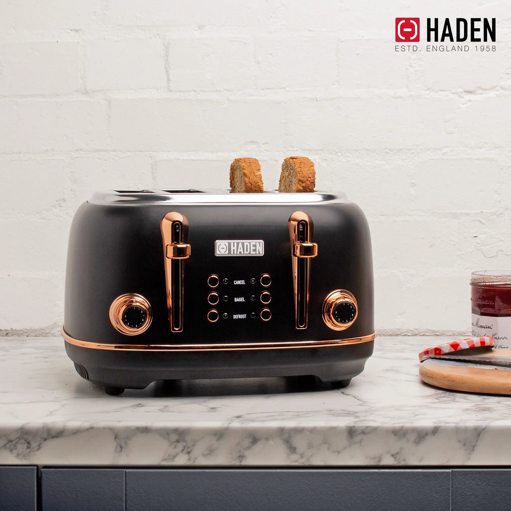 2026 NewHaden Heritage 1500 1.7 Electric Kettle, Matte Black Finish with Copper Accents