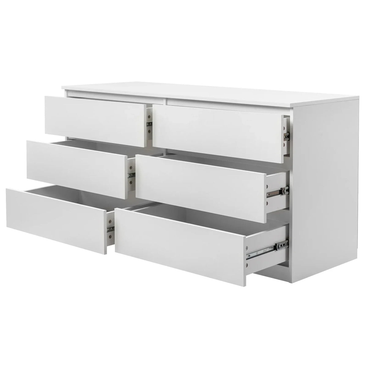 2026 NewKtaxon 6 Drawer Double Dresser Wood Dresser Storage Cabinet Drawer Organizer Chest Of Drawers, White