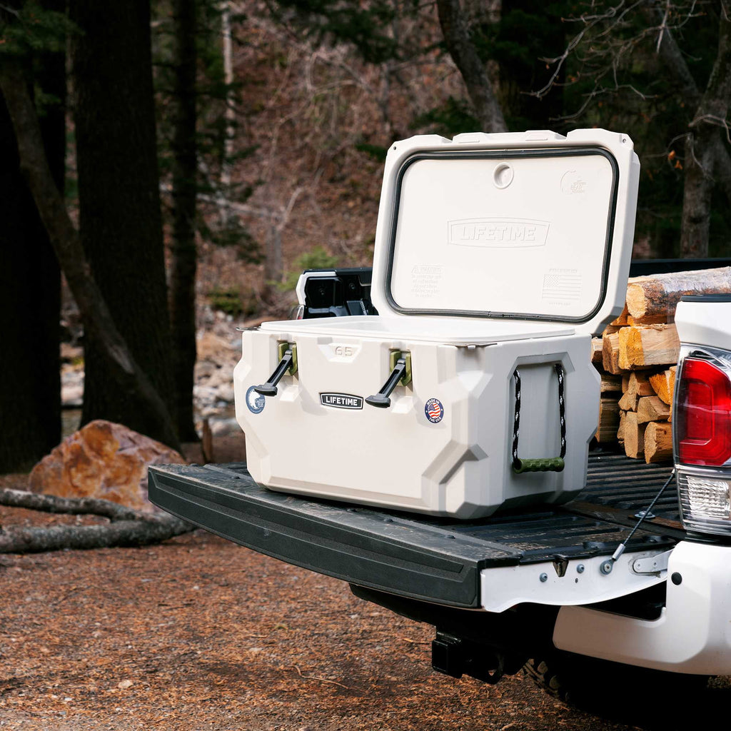 Lifetime 65 qt Bear-Resistant Camping Cooler, Premium High Performance, Ice Retention, Hard Cooler, 75 Can Capacity, Arctic White (90997)